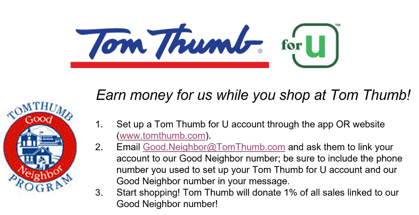Tom Thumb reward card plus the Good Neighbor program equals easy fund raising.
